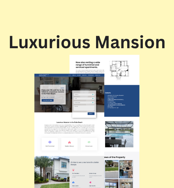 Luxurious Mansion – Luxury Real Estate Website for High-End Properties | Built by Rittik