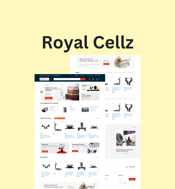 Royal Cellz – Electronics eCommerce Website Built with WooCommerce & Elementor Pro